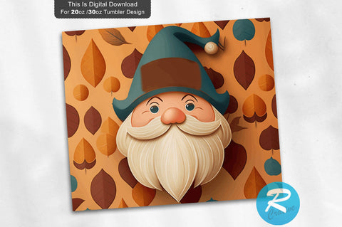 Fall Gnome Leaf 20 oz / 30 oz Tumbler PNG Sublimation Regulrcrative 