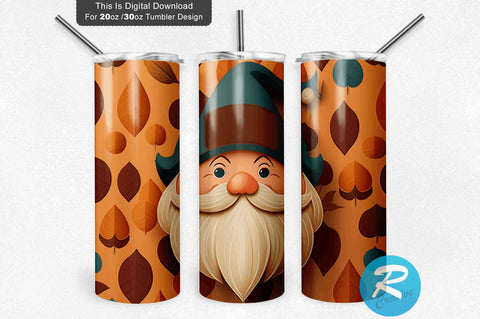 Fall Gnome Leaf 20 oz / 30 oz Tumbler PNG Sublimation Regulrcrative 