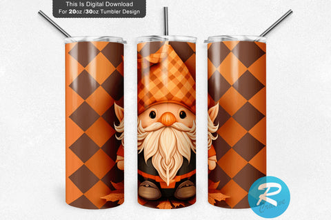 Fall Gnome Leaf 20 oz / 30 oz Tumbler PNG Sublimation Regulrcrative 