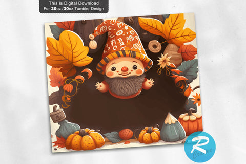 Fall Gnome Pumpkin 20 oz / 30 oz Tumbler PNG Sublimation Regulrcrative 