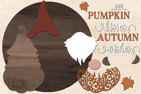 Fall Gnome SVG Laser Cut Files | Fall Pumpkin | Gnome Door Hanger SVG SVG Cloud9Design 