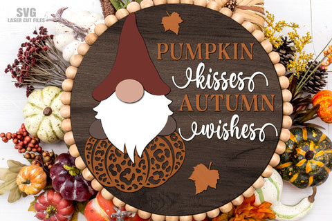 Fall Gnome SVG Laser Cut Files | Fall Pumpkin | Gnome Door Hanger SVG SVG Cloud9Design 