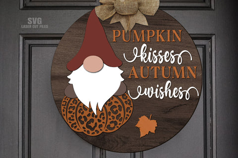 Fall Gnome SVG Laser Cut Files | Fall Pumpkin | Gnome Door Hanger SVG SVG Cloud9Design 