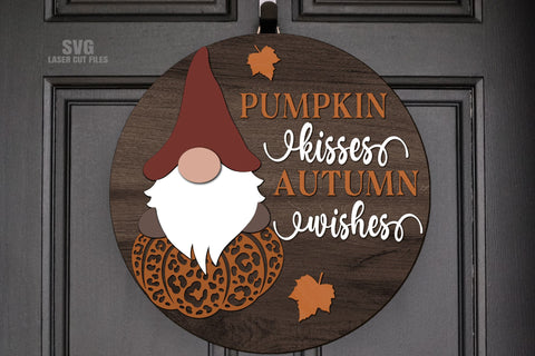 Fall Gnome SVG Laser Cut Files | Fall Pumpkin | Gnome Door Hanger SVG SVG Cloud9Design 