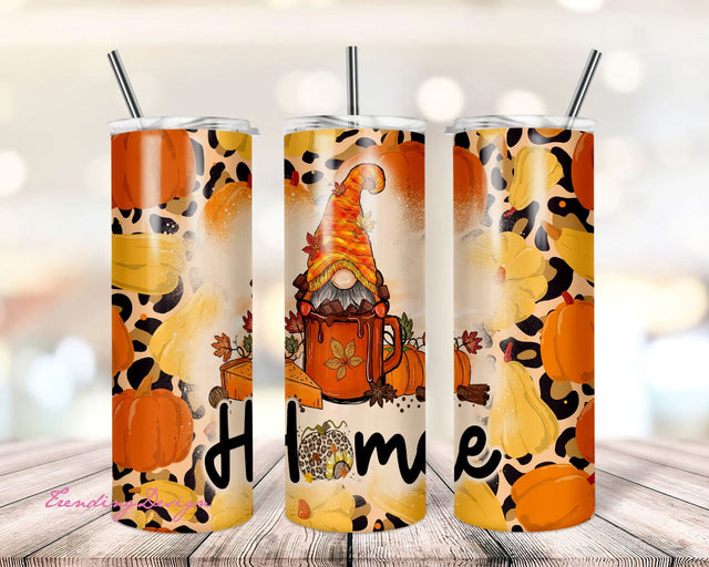 Fall Gnome Tumbler, 20oz/30oz skinny tumbler, Fall tumbler gift Sublimation TrendingDesign 