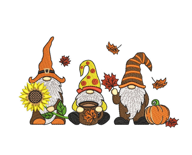Fall Gnomes embroidery design, autumn embroidery, 4 sizes, instant download. Embroidery/Applique DESIGNS ArtEMByNatalia 