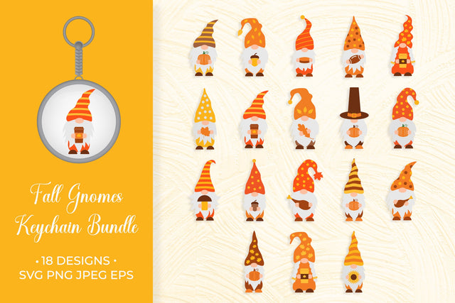 Fall gnomes keychain bundle SVG. Autumn gnomes key chains SVG LaBelezoka 