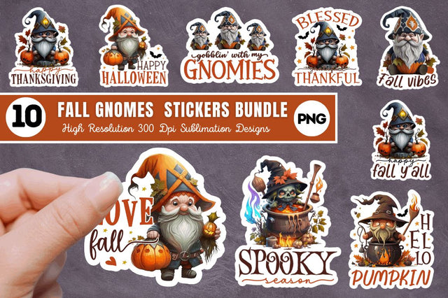 Fall Gnomes Stickers Bundle Sublimation Regulrcrative 
