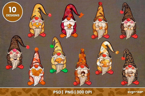 Fall Gnomes Sublimation Bundle | Clipart | PNG 300 DPI SVG SvgOcean 