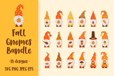 Fall gnomes SVG bundle. Thanksgiving gnomes clipart set. SVG LaBelezoka 