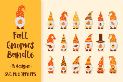 Fall gnomes SVG bundle. Thanksgiving gnomes clipart set. SVG LaBelezoka 