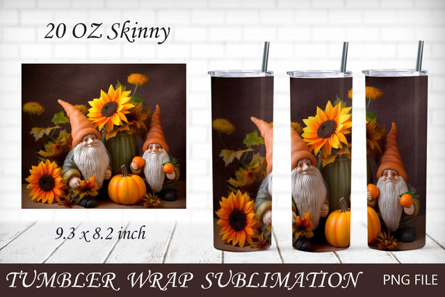 Fall gnomes tumbler wrap, Fall sublimation, Autumn 20 oz tumbler Sublimation AnastasiyaArtDesign 