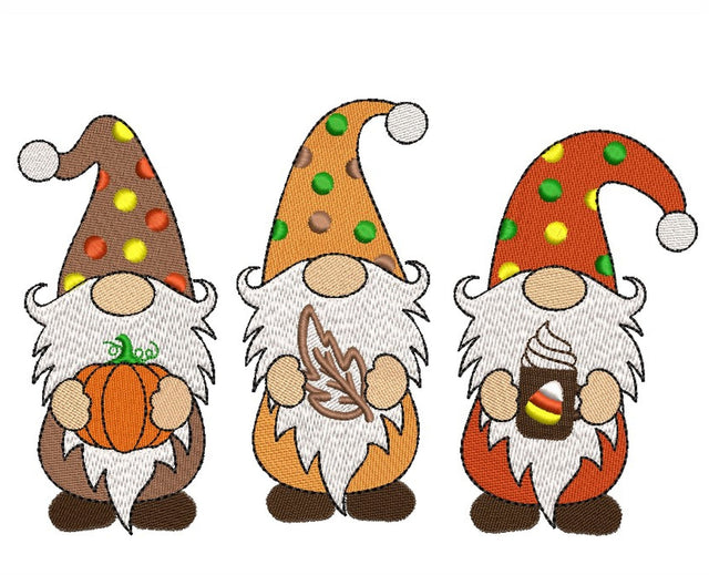 Fall Gnomies Embroidery Design, 3 sizes Embroidery/Applique DESIGNS Nino Nadaraia 