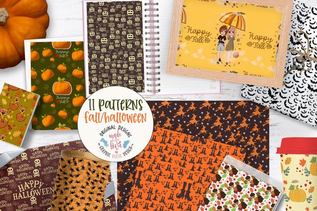 Fall Halloween Pattern SVG Graphic House Design 
