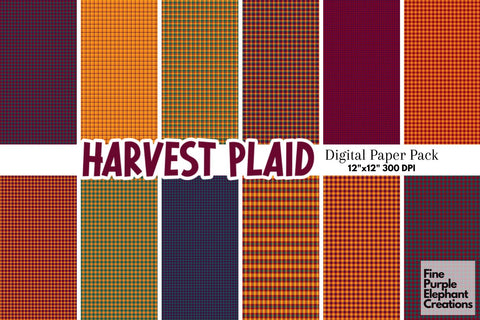 Fall Harvest Plaid | Texture Background Digital Pattern Fine Purple Elephant Creations 