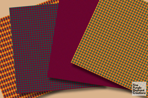 Fall Harvest Plaid | Texture Background Digital Pattern Fine Purple Elephant Creations 