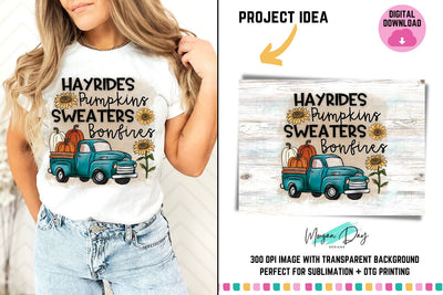 Fall Hayrides Pumpkins Sweaters Bonfires PNG Sublimation Sublimation Morgan Day Designs 