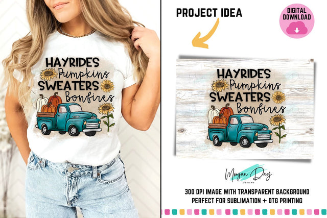 Fall Hayrides Pumpkins Sweaters Bonfires PNG Sublimation Sublimation Morgan Day Designs 