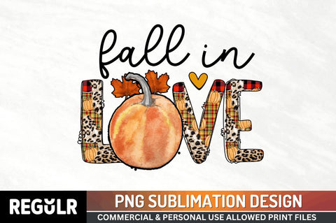 Fall in love Sublimation PNG, Vintage Autumn Sublimation Design Sublimation Regulrcrative 