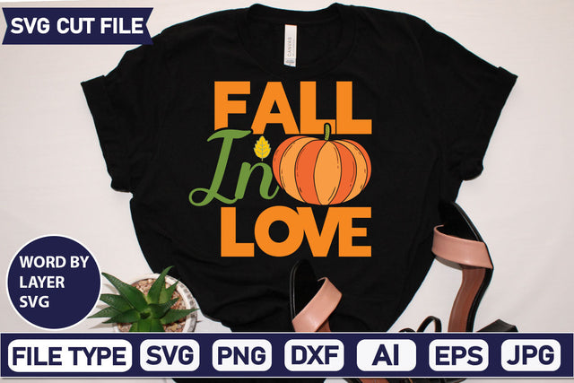 Fall In Love SVG Cut File SVGs quotes-and-sayings food-drink mini-bundles print-cut on-sale Clipart Clip Art Sublimation or Vinyl Shirt Design SVG DesignPlante 503 
