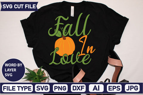 Fall In Love SVG Cut File SVGs quotes-and-sayings food-drink mini-bundles print-cut on-sale Clipart Clip Art Sublimation or Vinyl Shirt Design SVG DesignPlante 503 
