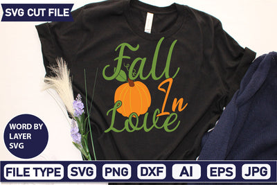 Fall In Love SVG Cut File SVGs quotes-and-sayings food-drink mini-bundles print-cut on-sale Clipart Clip Art Sublimation or Vinyl Shirt Design SVG DesignPlante 503 