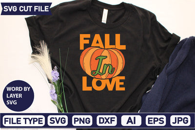 Fall In Love SVG Cut File SVGs quotes-and-sayings food-drink mini-bundles print-cut on-sale Clipart Clip Art Sublimation or Vinyl Shirt Design SVG DesignPlante 503 