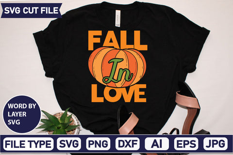 Fall In Love SVG Cut File SVGs quotes-and-sayings food-drink mini-bundles print-cut on-sale Clipart Clip Art Sublimation or Vinyl Shirt Design SVG DesignPlante 503 