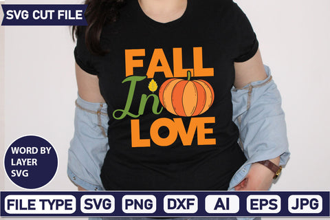 Fall In Love SVG Cut File SVGs quotes-and-sayings food-drink mini-bundles print-cut on-sale Clipart Clip Art Sublimation or Vinyl Shirt Design SVG DesignPlante 503 