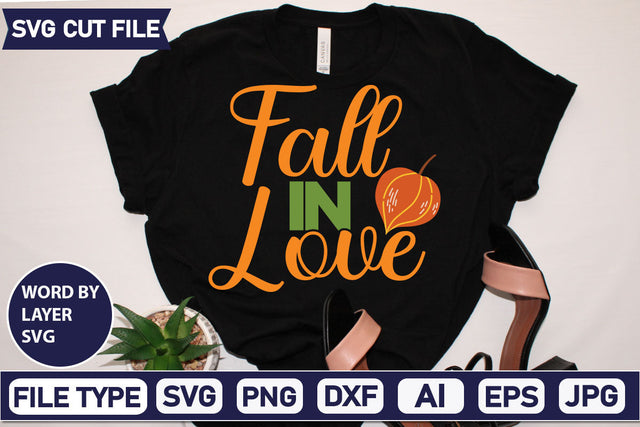 Fall In Love SVG Cut File SVGs quotes-and-sayings food-drink mini-bundles print-cut on-sale Clipart Clip Art Sublimation or Vinyl Shirt Design SVG DesignPlante 503 