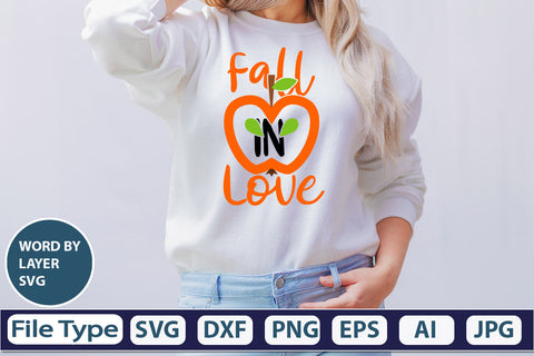 Fall In Love SVG Cut File SVGs,quotes-and-sayings,food-drink mini-bundles,print-cut,on-sale Clipart Clip Art Sublimation or Vinyl Shirt Design SVG DesignPlante 503 