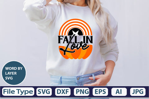 Fall In Love SVG Cut File SVGs,quotes-and-sayings,food-drink mini-bundles,print-cut,on-sale Clipart Clip Art Sublimation or Vinyl Shirt Design SVG DesignPlante 503 