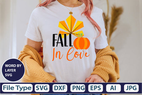 Fall In Love SVG Cut File SVGs,quotes-and-sayings,food-drink mini-bundles,print-cut,on-sale Clipart Clip Art Sublimation or Vinyl Shirt Design SVG DesignPlante 503 