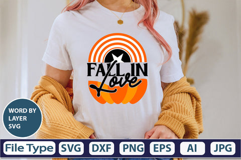 Fall In Love SVG Cut File SVGs,quotes-and-sayings,food-drink mini-bundles,print-cut,on-sale Clipart Clip Art Sublimation or Vinyl Shirt Design SVG DesignPlante 503 