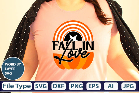 Fall In Love SVG Cut File SVGs,quotes-and-sayings,food-drink mini-bundles,print-cut,on-sale Clipart Clip Art Sublimation or Vinyl Shirt Design SVG DesignPlante 503 