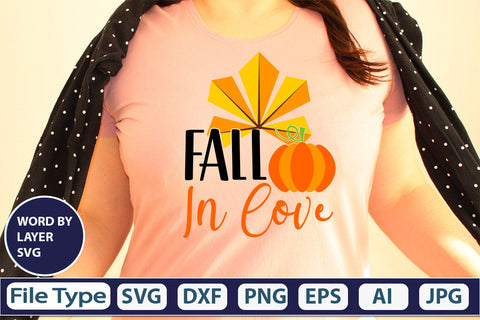 Fall In Love SVG Cut File SVGs,quotes-and-sayings,food-drink mini-bundles,print-cut,on-sale Clipart Clip Art Sublimation or Vinyl Shirt Design SVG DesignPlante 503 