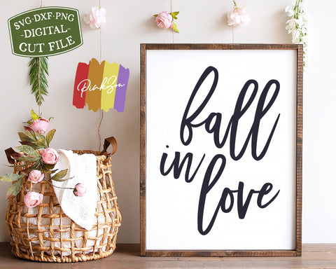 Fall In Love SVG Files | Fall Quote SVG | Farmhouse Sign SVG | Autumn SVG | Commercial Use | Cricut | Silhouette | Digital Cut Files (1070018509) SVG PinkZou 