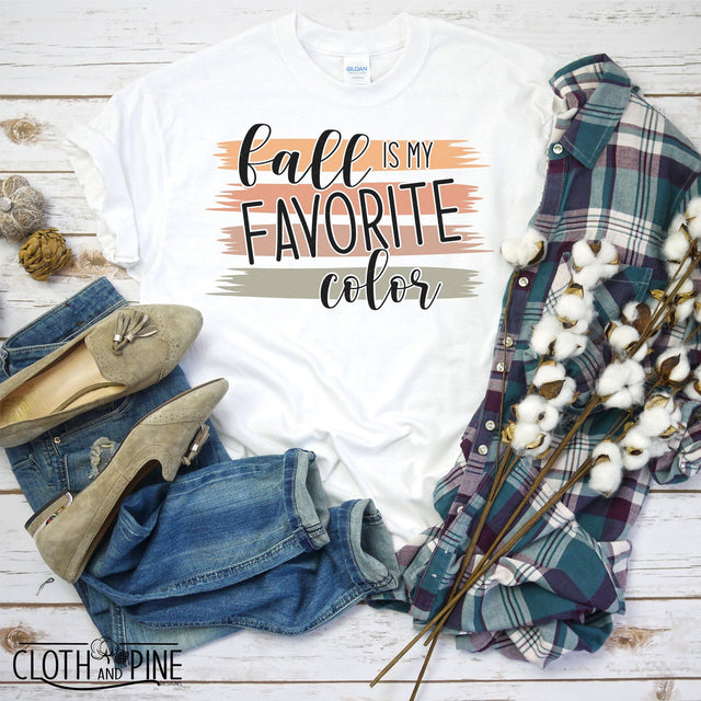 Fall Is My Favorite Color with Brush Strokes - One Knockout and One Layered SVG Cloth and Pine Designs 