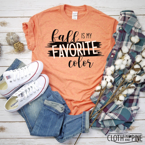 Fall Is My Favorite Color with Brush Strokes - One Knockout and One Layered SVG Cloth and Pine Designs 