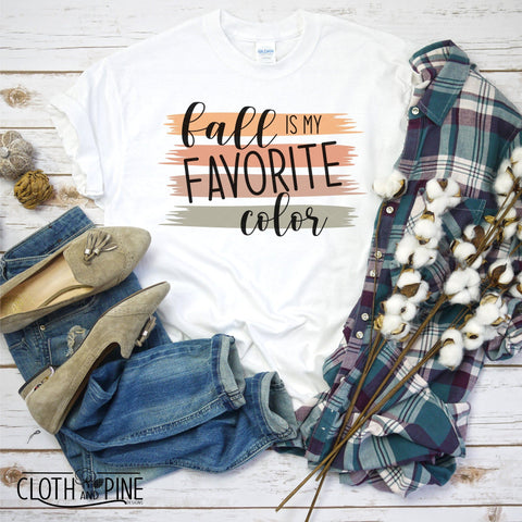 Fall Is My Favorite Color with Brush Strokes - One Knockout and One Layered SVG Cloth and Pine Designs 