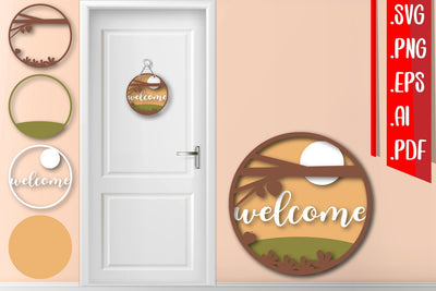 Fall Layered Door Sign 2 SVG zafrans studio 