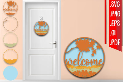 Fall Layered Door Sign 6 SVG zafrans studio 