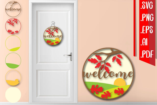 Fall Layered Door Sign 8 SVG zafrans studio 