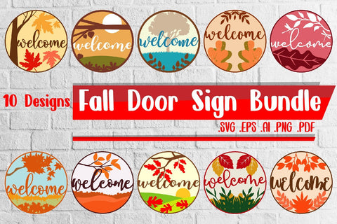 Fall Layered Door Sign Bundle SVG zafrans studio 