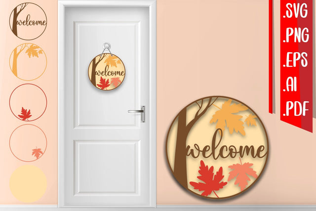 Fall Layered Door Sign SVG zafrans studio 
