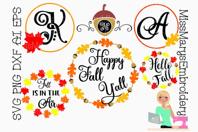 Fall Leaf Frames SVG MissMarysEmbroidery 