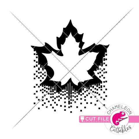 Fall leaf with drizzling glitter svg dxf png SVG Chameleon Cuttables 