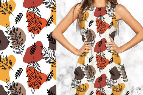 Fall leaves abstract shapes seamless pattern, digital paper Digital Pattern KatineArt 