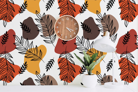 Fall leaves abstract shapes seamless pattern, digital paper Digital Pattern KatineArt 