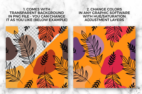 Fall leaves abstract shapes seamless pattern, digital paper Digital Pattern KatineArt 